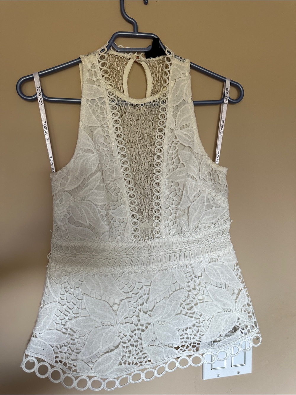 Topshop Ivory Lace Halter Camisole